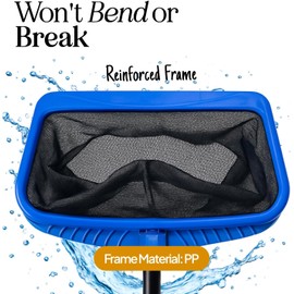 Heavy Duty Deep Mesh Pool Skimmer Net – Fine Leaf Rake Net for Swimming Pools, Hot Tubs & Ponds – Durable PP Frame, Reinforced Stitching, Extra-Deep Grabber Basket, 120GSM Fine Polyester Mesh, Fits Standard Pool Poles (Net Only)