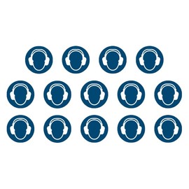 M003 Sticker Hearing Protection Use M003 – Diameter 9.5 cm – UV and Weather Resistant – ISO 7010 – Sustainable – Mandatory Sign Sign (9.5 cm, Hearing Protection) Pack of 14