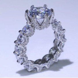 LRGKMCWTOB Cubic Zirconia Eternity Gem Ring, Wedding Charm Rings for Women, Princess Cut Lab Created Diamond Half Eternity Engagement Wedding Band Cubic Zirconia Oath Statement Female Ring Size 7