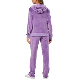 Aitmoask Womens Velour Tracksuit Hoodie and Sweatpants Set Purple XXL