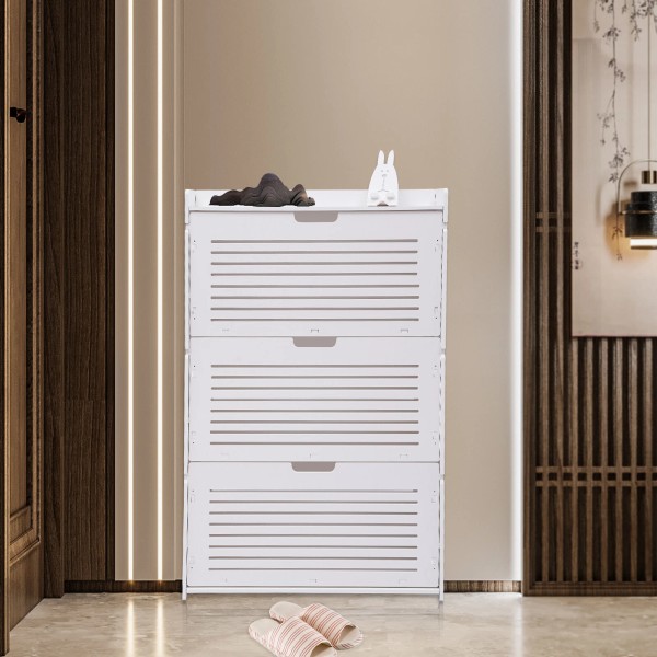 TBvechi 3-Layer Shoe Organizer White Tipping Shoe Cabinet Shoe Rack