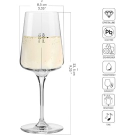 Krosno White and Sparkling Large Wine Glasses Drinking | 4 Pieces Set | 400 ml | Infinity Collection | Elegant | Cocktail Crystal Set Wedding Gift | Lead-Free Glass | Homes, Restaurants & Kitchen