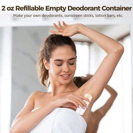 30 PCS Empty Deodorant Containers, 2 oz Refillable Semi-Transparent Plastic Stick Tubes, 60 ml Twist-up Filling Bottles for DIY Sunscreen, Balm, Lotion Bar