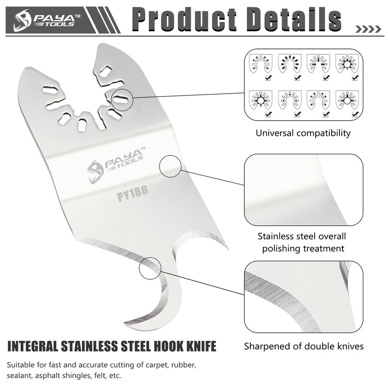 PAYA TOOLS Multitool Saw Blades, Oscillating Multi Tool Hook Knife