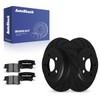 AutoShack Rear Drilled & Slotted Brake Rotors Ceramic Brake Pads
