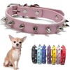 Pink Spiked Dog Collar For Medium Dogs PU Leather Rivet