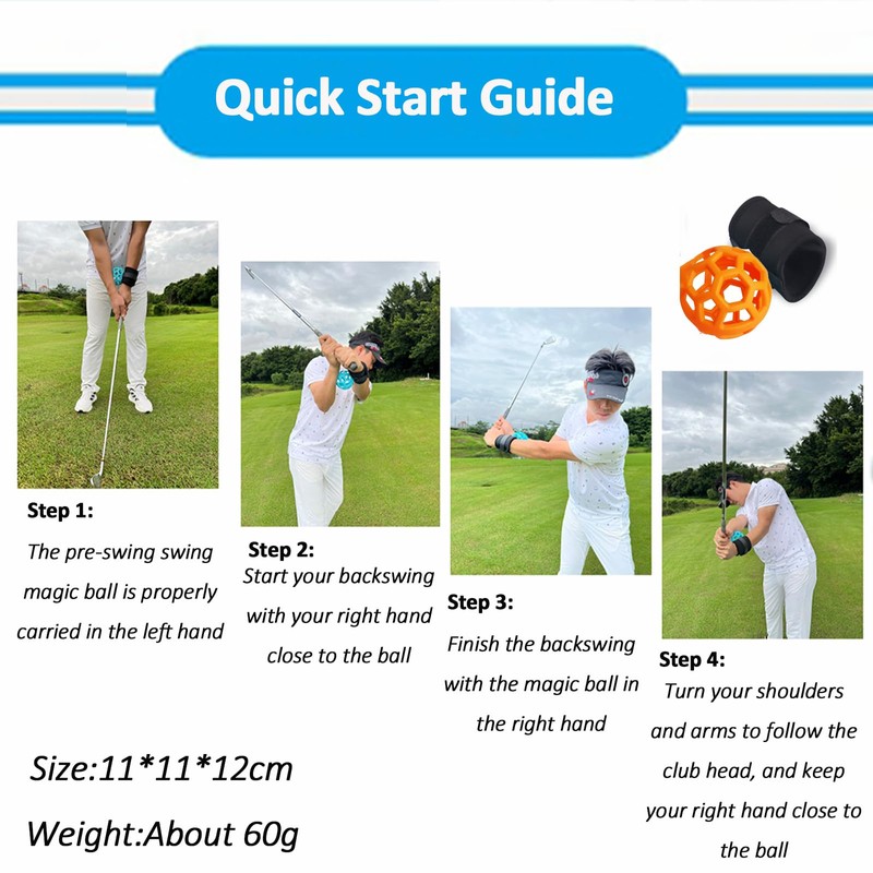 HPLSZCN Golf Swing Trainer Ball, Golf Training Aid (Orange)