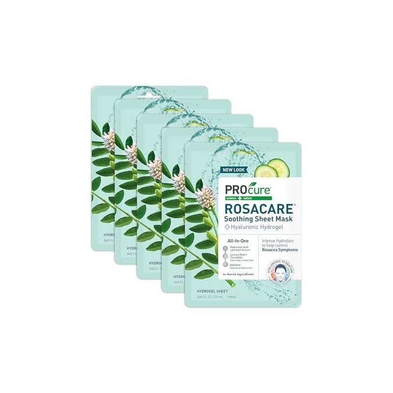 Procure Rosacare Redness Relief Sheet Mask – 5 Pack Hyaluronic
