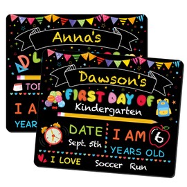 First Day of School Sign Reusable and Erasable Back to School Board for Kids First and Last Day 10 x 12in Double Sided Wooden Chalkboard Photo Prop