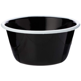 Genware 59512 Enamel Round Deep Pie Dish, 12 cm, Black/White