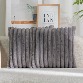 DEELAND Pack of 2,Double-Sided Faux Fur Plush Decorative Throw Pillow Covers Fuzzy Striped Soft Pillowcase Cushion Covers for Sofa Couch Bedroom