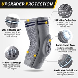 CAMBIVO Elbow Support for Men&Women 2 Pack, Upgraded Tennis Elbow Support Arm Sleeves with Gel Pad and Dual Stabilizers, Elbow Brace for Tennis/Golfer's Elbow, Weightlifting, Tendonitis