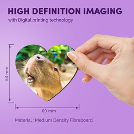 1x Heart MDF Magnet 6cm - Cute Capybara Large Rodent Animal - Fridge Locker Office Whiteboard Toolbox #50651