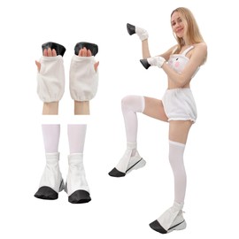 KUOIN Horse Front Back Hooves, Hoof Gloves Shoes with Elastic Straps Animal Cosplay Costume Accessorise Set (Black, L)