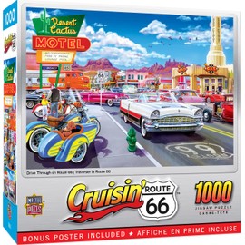 MasterPieces - 1000 Piece Jigsaw Puzzle, Drive Through on Route 66, Fun for Adults, Family, Kids, 19.25" x 26.75"