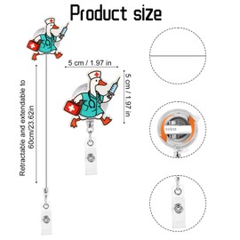 Lyreh 2pcs Goose Badge Reels, Acrylic Portable Retractable Goose Nurse Badge Reels Funny Retractable ID Holders Suitable for Hospital Doctor Nurse Gift
