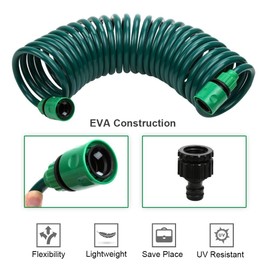 Recoil Garden Hose 25FT EVA Water Hose with 7-Pattern Spray Nozzle,Curly Self Coiling Lightweight Garden Hose,Retractable Drinking Water Safe Garden Coil Hose for Lawn Patio