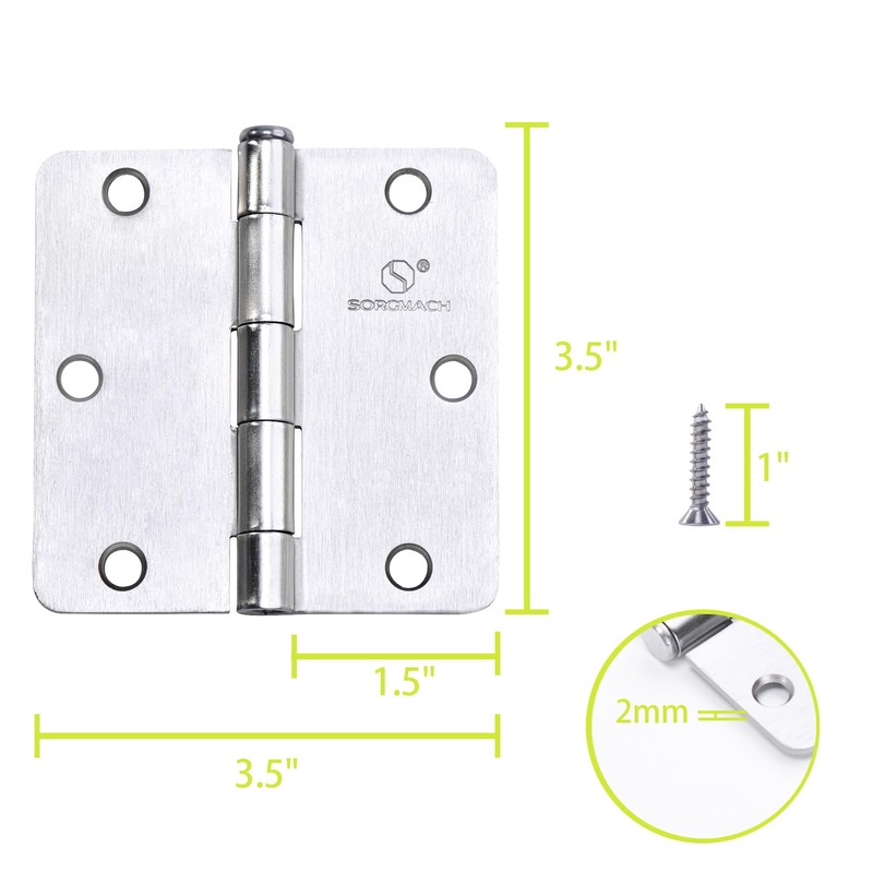 Door Hinge 3 1/2 Inch Interior Door Hinges Satin Nickel