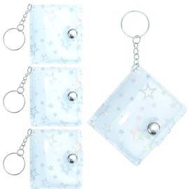 Mini Album, 2 Inch 4 Pack Mini Sticker Pad with Keychain, Holds 20 Mini Sticker Pad Cute Girls Boys Sticker Replacement Pad Portable Star Photo Keychain Small Sticker Pad Mini Photo Album