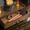 LINRUI Altar Table with Storage, Small Meditation Table, Natural Bamboo