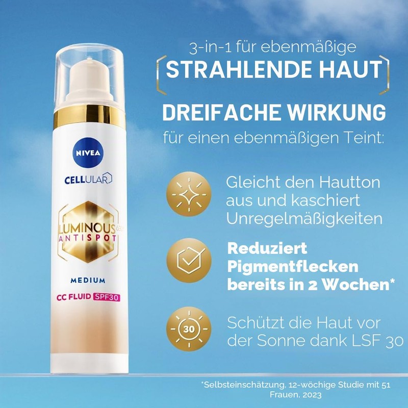 NIVEA LUMINOUS630 Anti-Tint Cream CC SPF 30, Shade 02/Medium 40