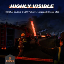 SIMAZO 10 Pack Traffic Wand, 21 Inch Traffic Control Wand with White LED on Top, Traffic Safety Signal Baton with 3 Flashing Modes for Parking Guides, Car Directing, Air Marshalling