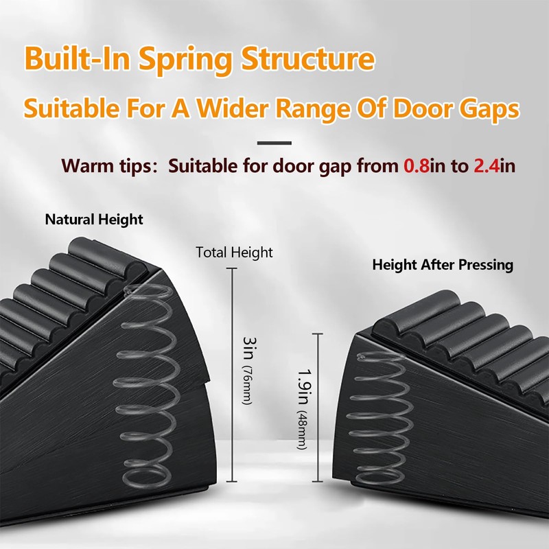 Heavy Duty Door Stopper,3 Inch High Large Adjustable Spring Door