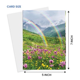 90210 Exotics Inspirational Greeting Card – Beautiful Photographic double rainbow for Birthdays, Friendship & dreamers -Heartwarming Sentiment inside, Free Envelope for Easy Gifting - larger size 5x7