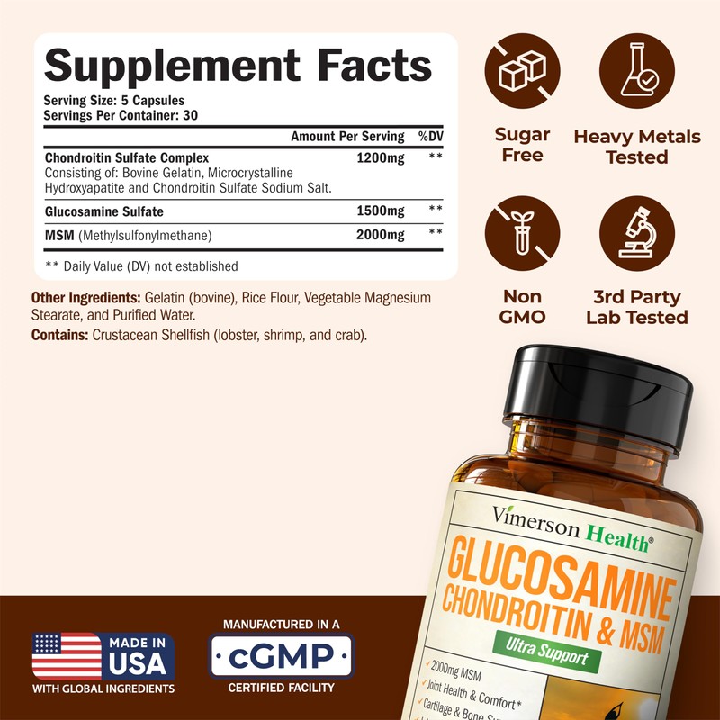 Glucosamine Chondroitin MSM Supplement – 3-in-1 Joint Supplements for Men