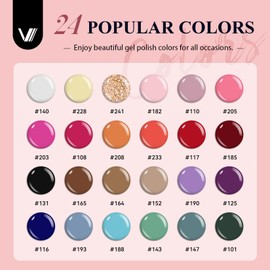 VANREESA 42 Pcs Gel Nail Polish Kit with U V Light 24 Colors Gel Nail Polish Base Coat Glossy & Matte Top Coat Complete Gel Nail Kit with Manicure Tools Gifts for Women Girls | VANREESA