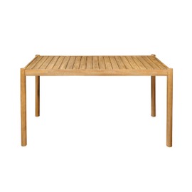 Christopher Knight Home Flemis Patio Rectangular Acacia Wood Dining Table, Slat Panel Design, for 4-6 People, Outdoor Table for Dining Set, Non-Slip Foot Pads, Garden and Balcony, Light Teak