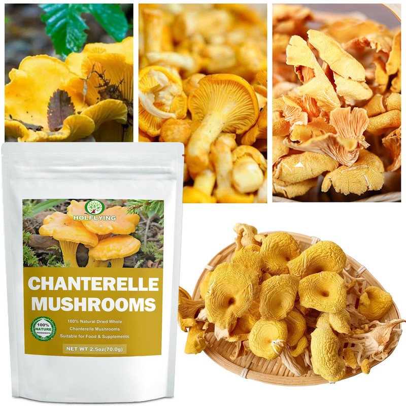 Dried Sliced Chanterelle Mushrooms - 2.5 oz, All-Natural Chanterelle for