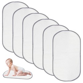 Reusable Changing Mat for Baby Nappies: WEGREAT Pack of 6 Changing Mat Washable, Waterproof, 30 x 60 cm Bamboo Viscose Changing Mat Soft & Protective - Comfort for Babies, White