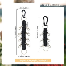 SUPERFINDINGS 4Pcs 2 Styles Cheer Bows Holder Handmade Paracord Keychain Braided Rope Keychain Paracord Keychain Umbrella Cord Keychain for Outdoor Skydiving Camping Hiking Backpack Holder