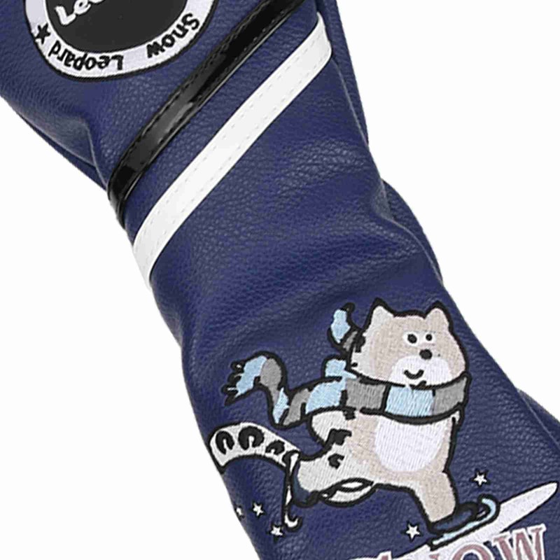 4Pcs 1/3/5/UT Golf Wood Headcovers Cartoon Snow Leopard Pattern PU