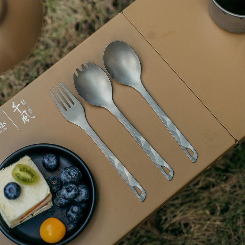 Thous Winds Cutlery, Titanium Fork Spoon, Sparking Spoon, Lightweight, Durable,