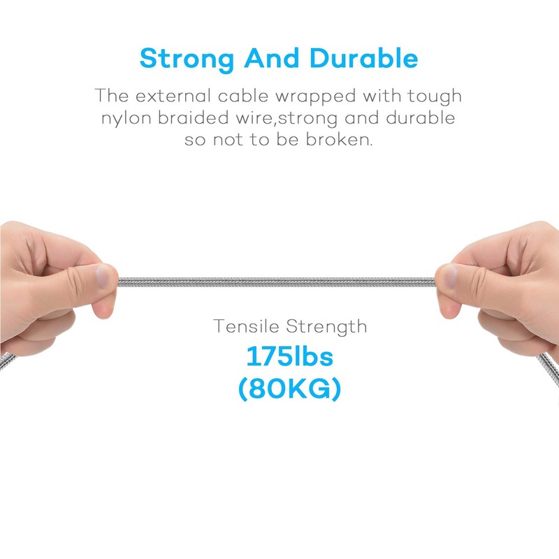 Multi Charging Cable, USB Cable 3A 4FT Nylon Braided Universal