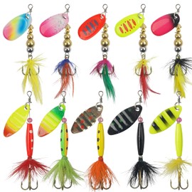 Fishing Lures Spinnerbait Kit Rooster Bait Tail Fishing Lures Inline Spinner Baits Bass Salmon Trout Spoon Hard Metal Spinnerbaits for Saltwater Freshwater