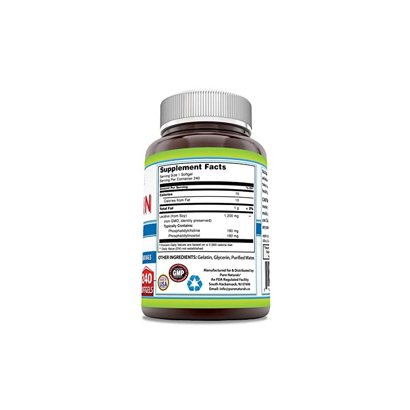 Pure Naturals Lecithin - Geles suaves de liberación rápida, 240