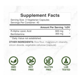R-ala Benfotiamina Salud Neuronal Longevidad 120caps Sin Sabor