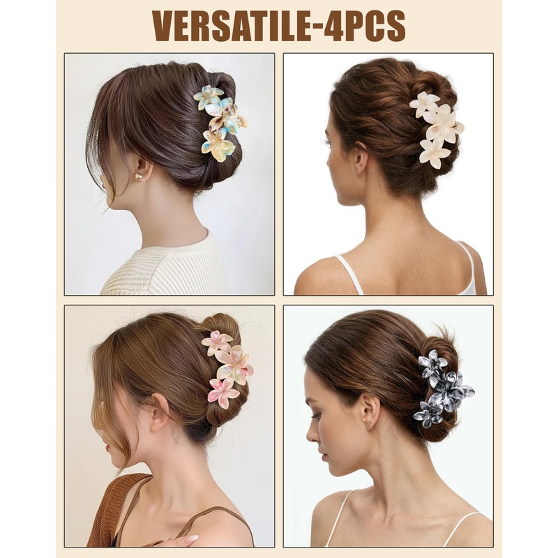 lulir Hair Clip Large 4 Pieces Flower Hair Clips Women's