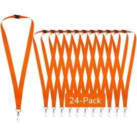 24-Pack Orange Lanyards with Safety Breakaway Clasp, Polyester Neck Straps for ID Cards, Keys, Office, School & Events