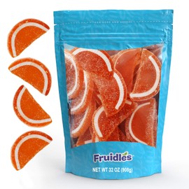 Fruidles Original Jelly Fruit Slices, Gummi Sweet Confection Candies, Traditional Old Fashioned, Vegan, Gluten-Free, Kosher Certified Parve (Orange, 2 Pounds)