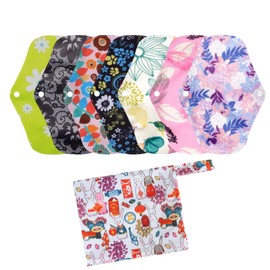 KUMUROETA Washable Sanitary Napkins, Cloth Sanitary Napkins, Washable and Reusable Sanitary Supplies, Soft Cotton, Skin-friendly, Bamboo Charcoal Sanitary Napkins, Undyed, Unbleached, Breathable