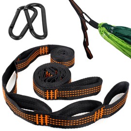 RNHDLY Pack of 2 Hammock Attachment 2 m x 2.5 cm Hammock Suspension Straps with 2 Heavy Duty Carabiners, Swing Attachment Rope for Hammock with 6 Loops for Camping Outdoor Hiking