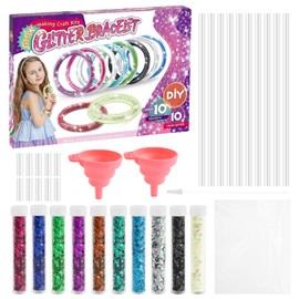 Craft Set Girls 5-10 Years, Gift for Girls 5 6 7 8 9 10 Years, Craft Sets for Children, Liquid Glitter Bracelets Making Kit, Creative Glitter DIY Bracelet Children, Craft Sets Gift Girls