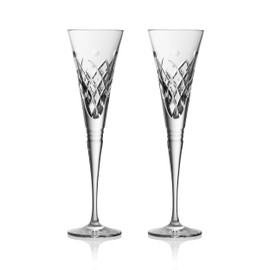 Waterford Winter Wonders Flutes Holly, Set of 2, 5.9oz, Clear