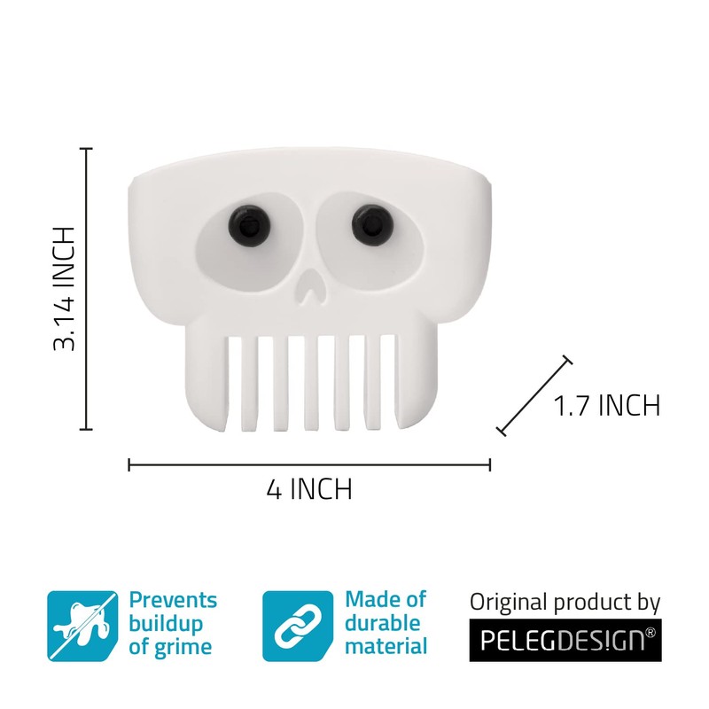 PELEG DESIGN Brain Drain White Skull Sponge Holder for Kitchen,