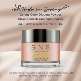 SNS Healthy Natural Nails SNS Nail Dip Powder, Gelous Color Dipping Powder - Looking Mauvelous (Natural, Nudes, Brown/Tan, Beige, Shimmer) - Long-Lasting Dip Nail Color Lasts 14 Days - Low-Odor & No UV Lamp Required - 1oz