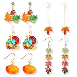 Thanksgiving Earrings for Women Turkey Pumpkin Red Maple Leaf Fall Earrings for Thanksgiving Day Jewelry Gifts for Teen